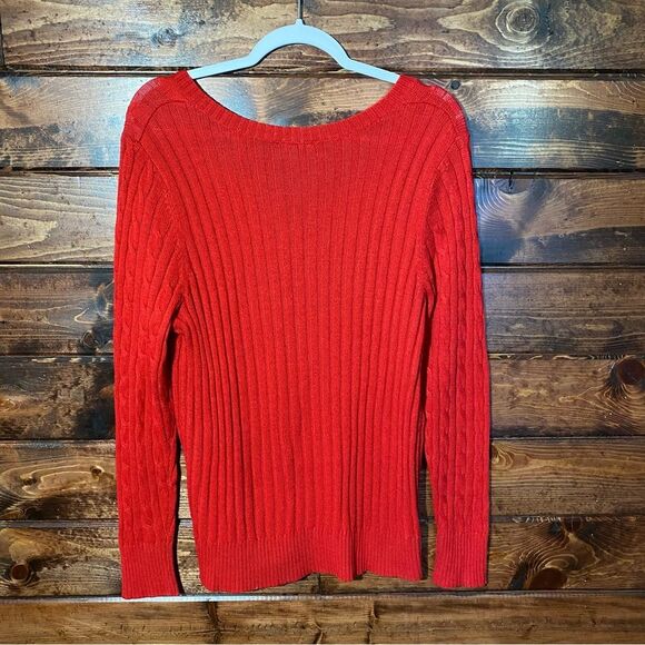 Lane Bryant Red Angora Blend Cable Knit V-Neck Sweater Pullover Women's 14/16 - Picture 10 of 10